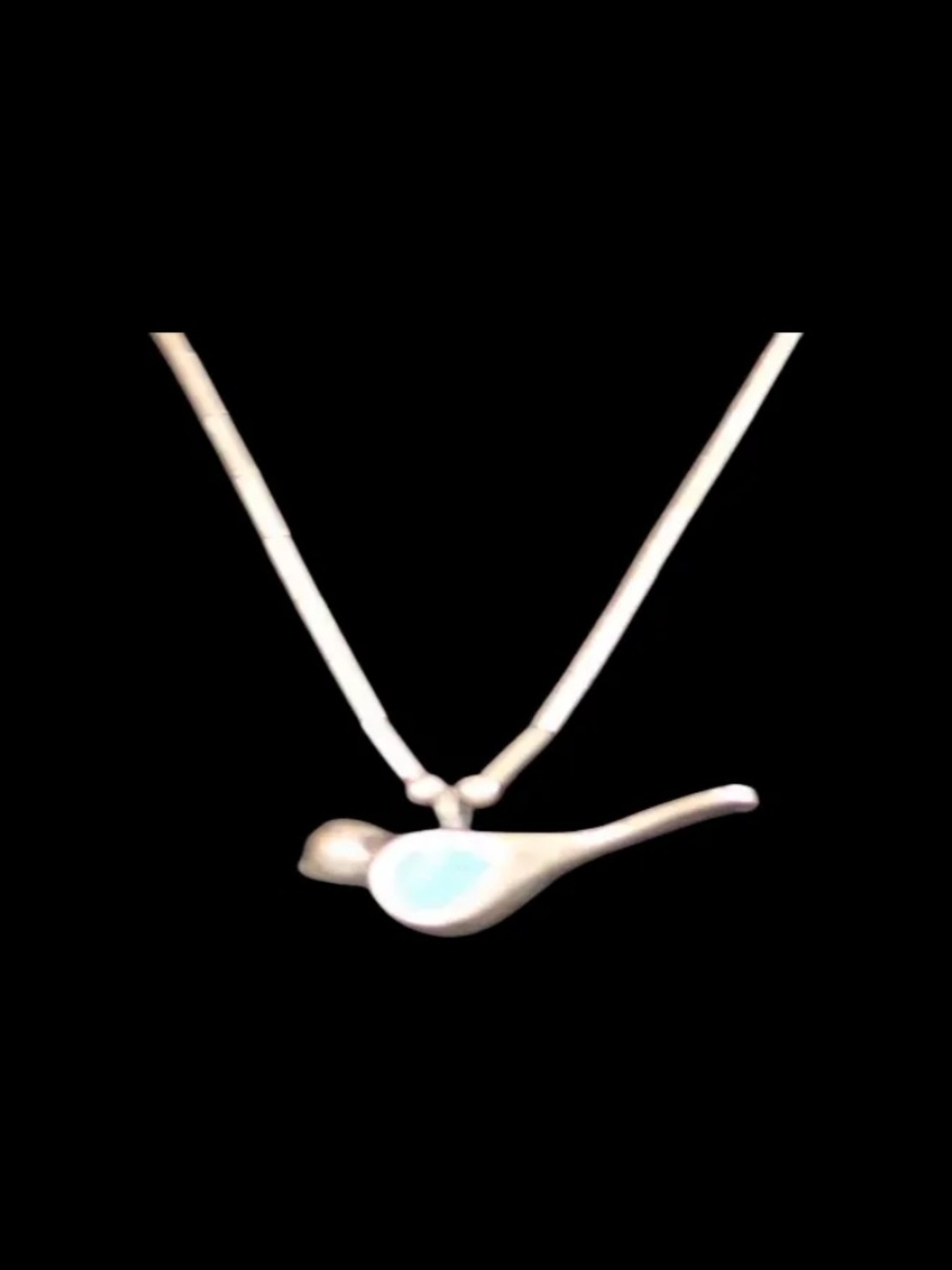Zuni Native American Sterling Silver Turquoise Chip Bird Pendant Necklace 15" - Picture 13 of 16